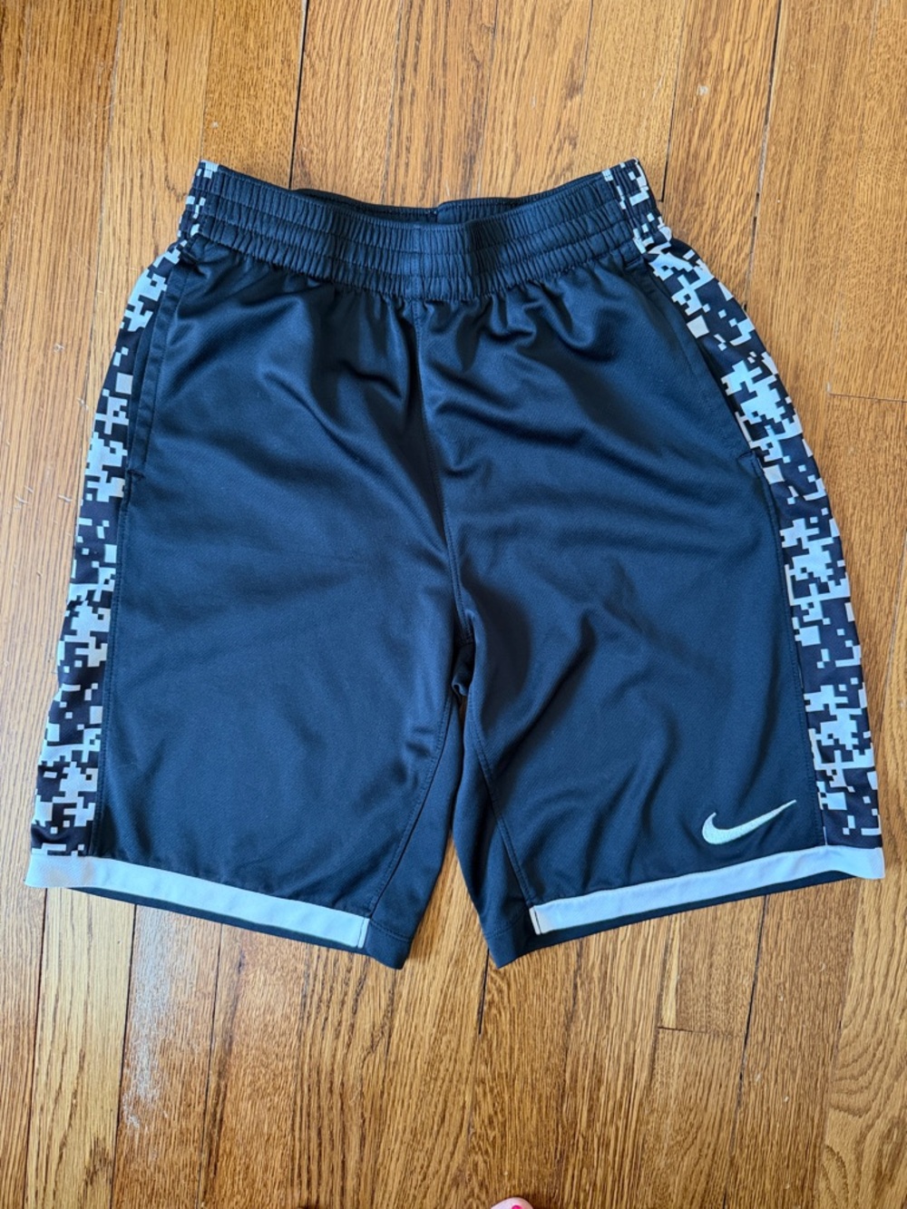 Nike Black Boys' Athletic Shorts with Gray Digital Camo Side Panels